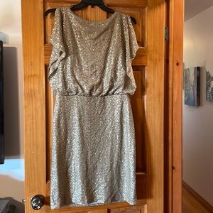 Ralph Lauren evening ladies gold sequin dress mid length